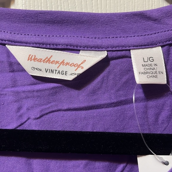Women's New 3/4 Sleeve T-Shirt V-Neck Vibrant Purple NWT Lg Weatherproof Vintage - Picture 3 of 6